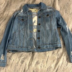 University of Michigan Light Blue Denim Jacket - Distressed Detail